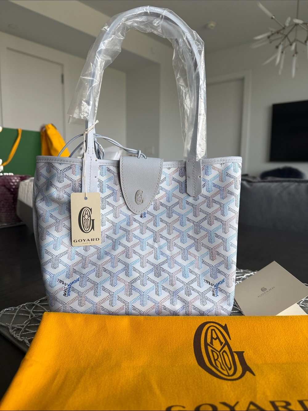 Limited edition Goyard Mini Tote in Light Blue and White - Picture 5 of 12